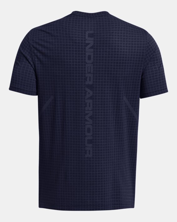 男士UA Seamless Grid短袖T恤 in Blue image number 4